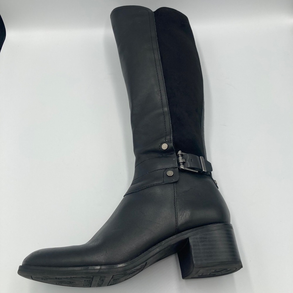 Franco Sarto Liora Black Leather Suede Knee High Riding Boots Women's Size 8M - Picture 5 of 11